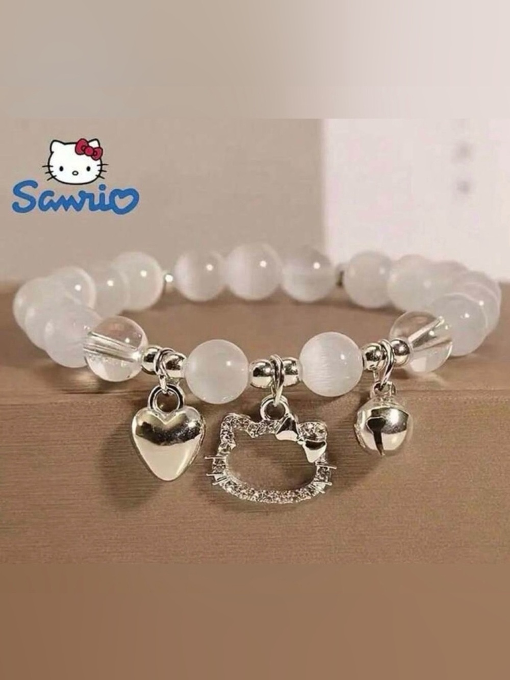 ✨ NEW ✨ Hello Kitty White Beaded Charm Bracelet with Silver Accents ✨